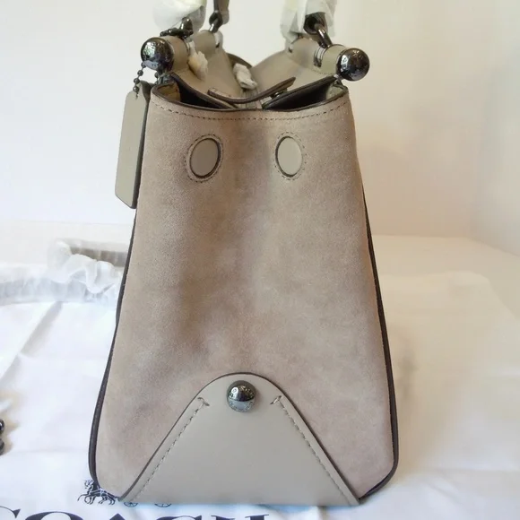 Coach Drifter Carryall Tote Leather Suede in Stone Gray 38389 - Picture 7 of 15